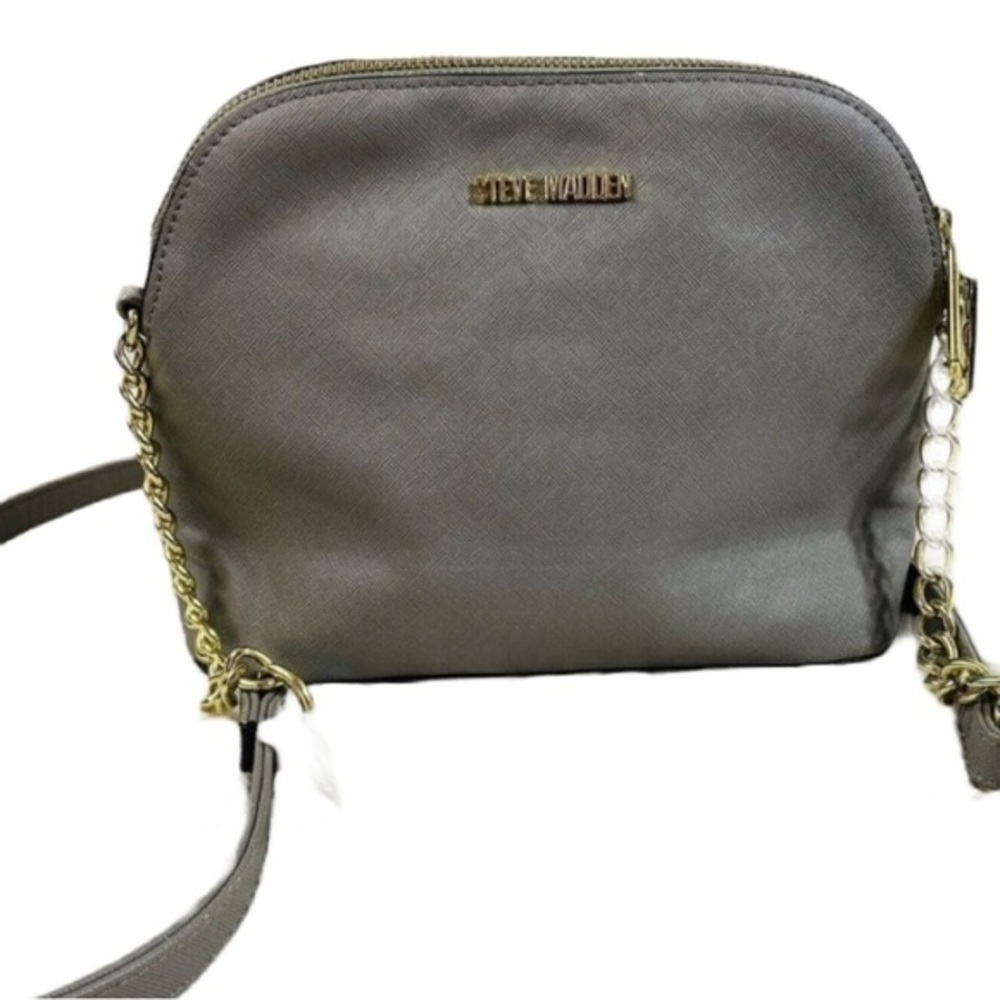 Steve Madden Saffiano Gray Crossbody Dome Bag